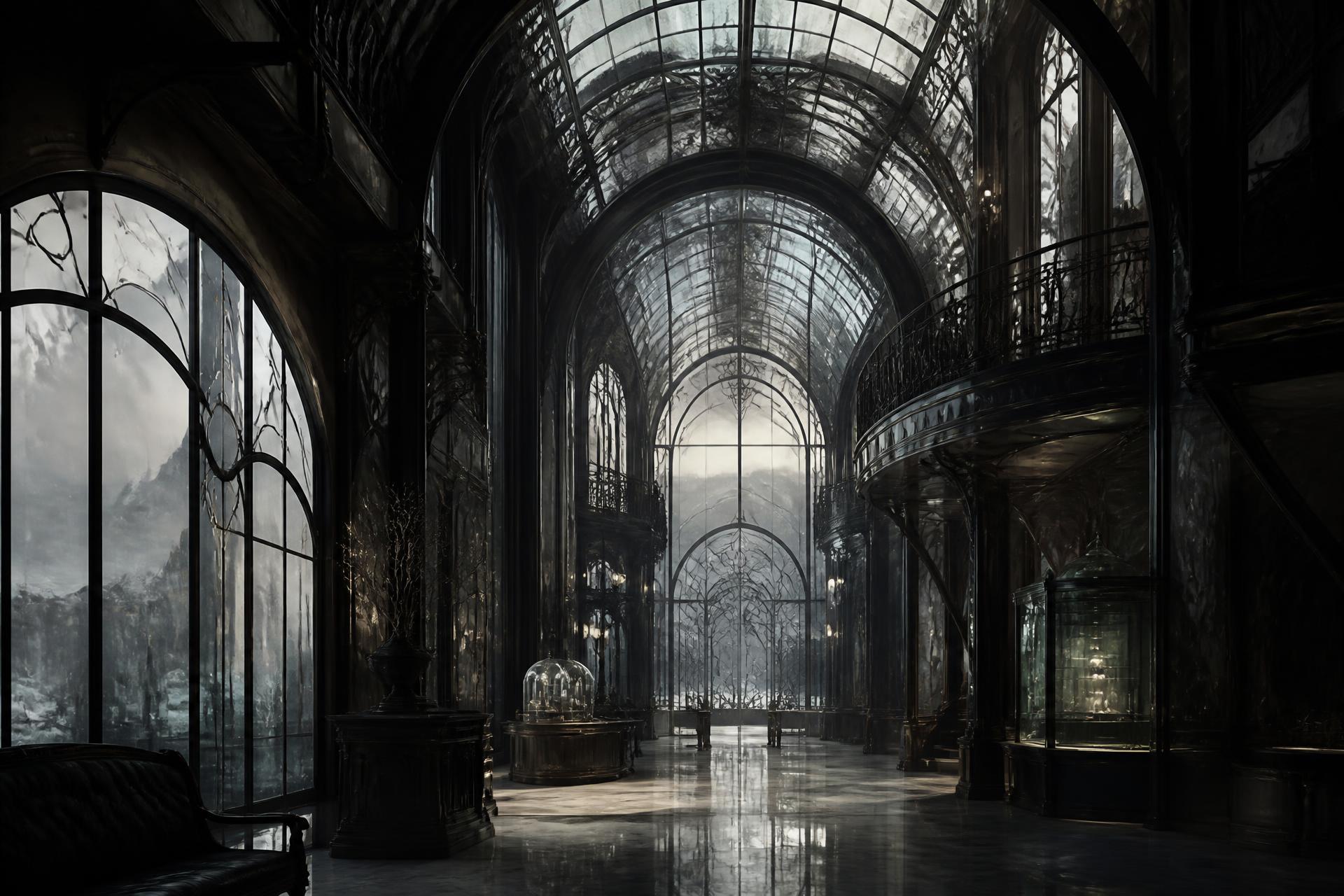 The CastaliaLux gallery — a vast architectural hall of glass and stone